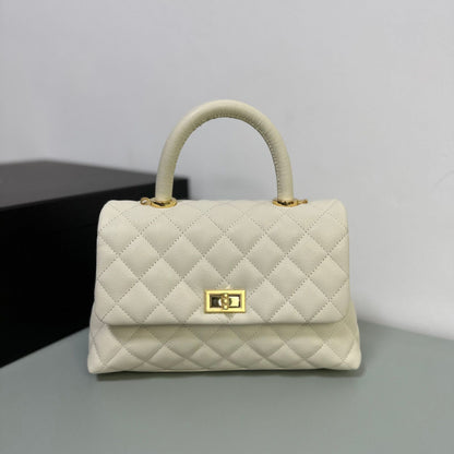 Luxury inspired Top Handle Flap Leather Bag