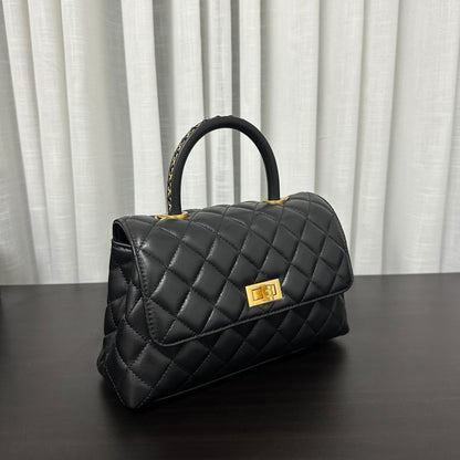 Luxury inspired Top Handle Flap Leather Bag