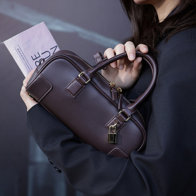 Compact Soft-Grain Leather Top Handle Bag