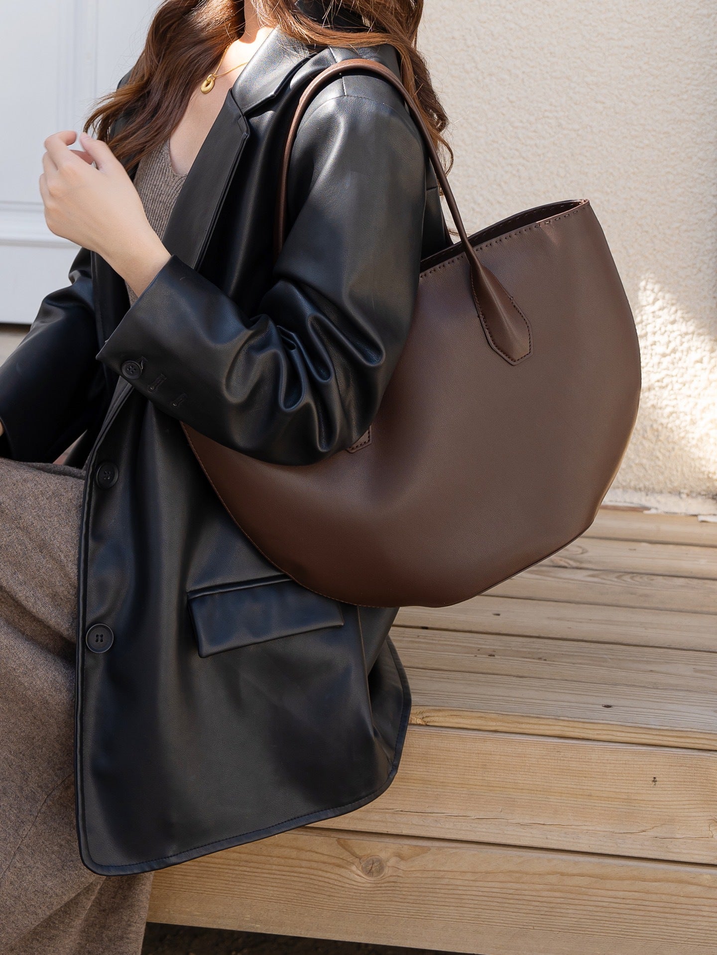 Alger Inspired Structured Leather Tote Bag