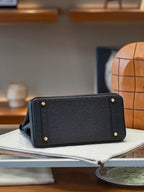 First-Layer Cowhide Ostrich-Pattern Structured Top Handle Luxury Leather Bag