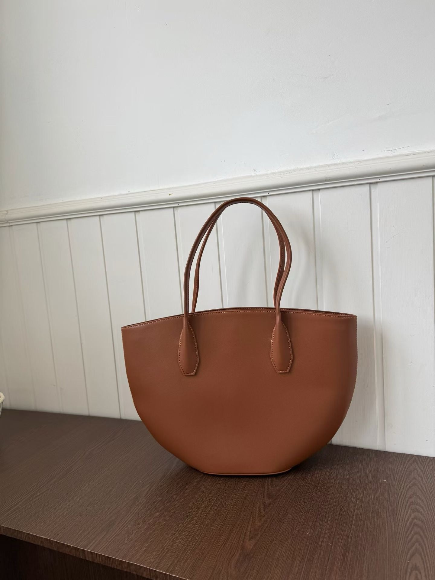 Alger Inspired Structured Leather Tote Bag