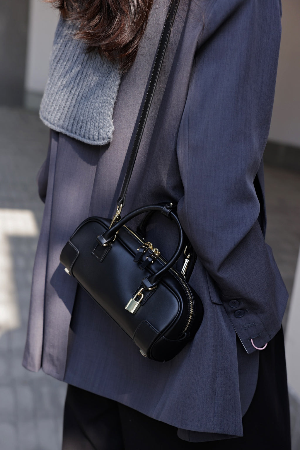 Compact Soft-Grain Leather Top Handle Bag