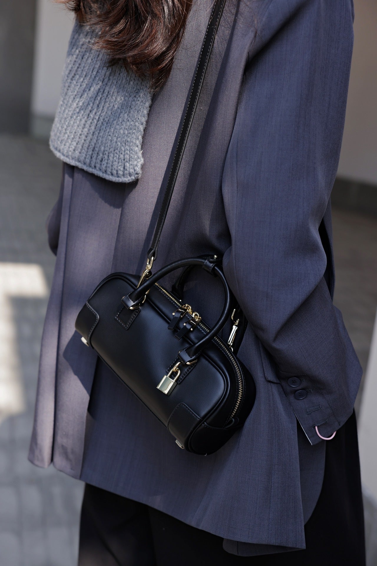 Compact Soft-Grain Leather Top Handle Bag