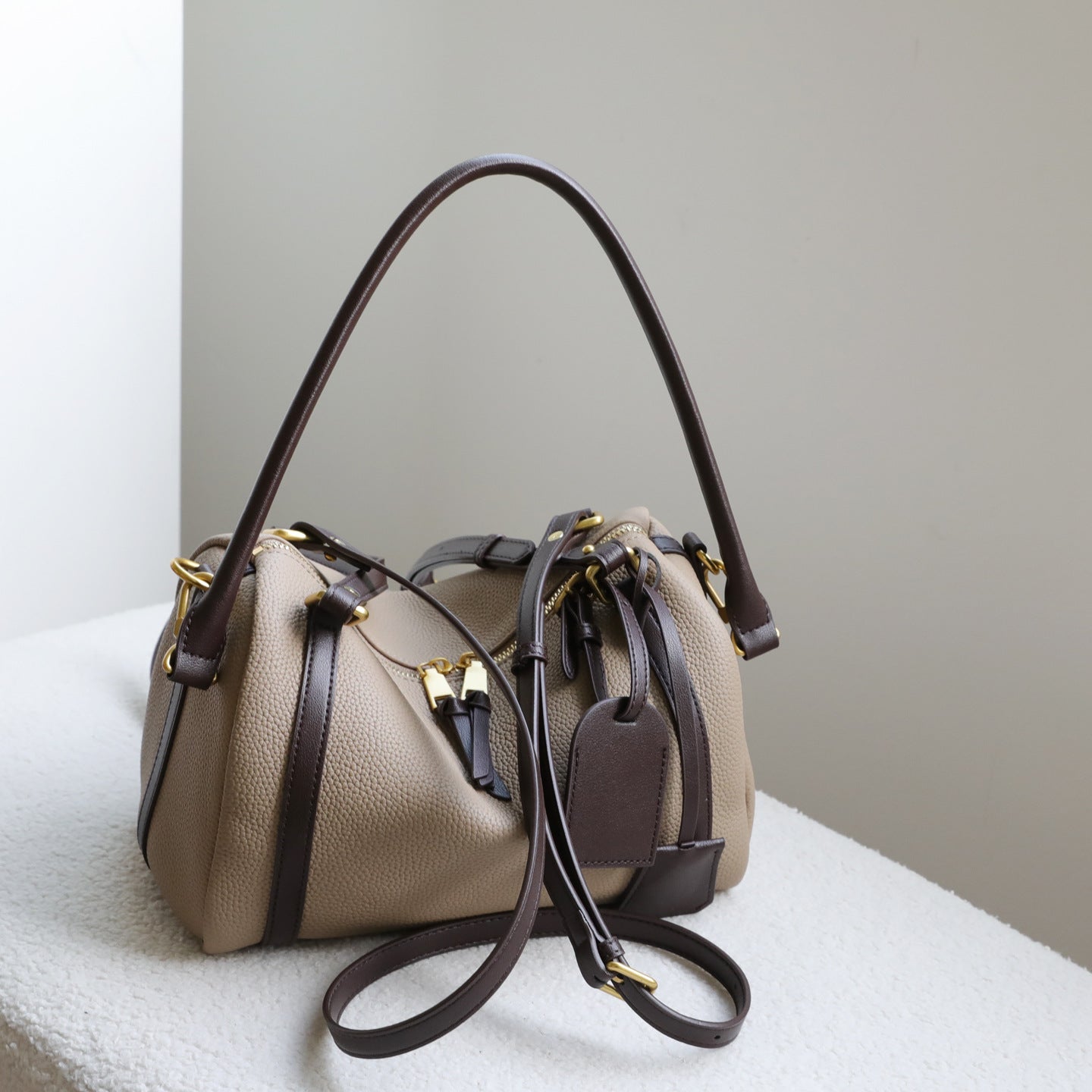 Top‑Handle LVExpress Inspired Boston Leather Bag