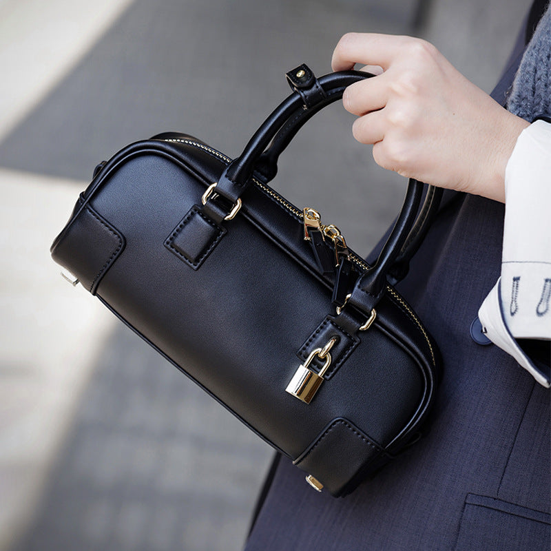 Compact Soft-Grain Leather Top Handle Bag