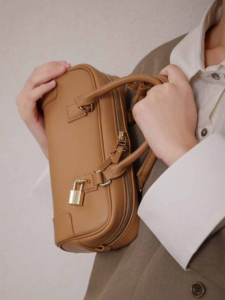 Compact Soft-Grain Leather Top Handle Bag