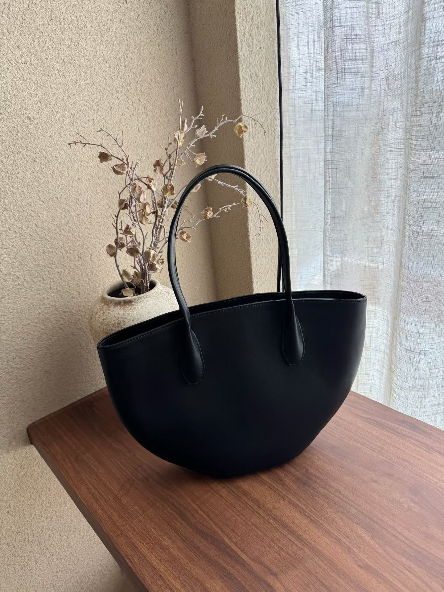 Alger Inspired Structured Leather Tote Bag