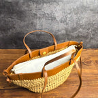 Luna Sculpted Woven Raffia x Leather Shoulder Bag
