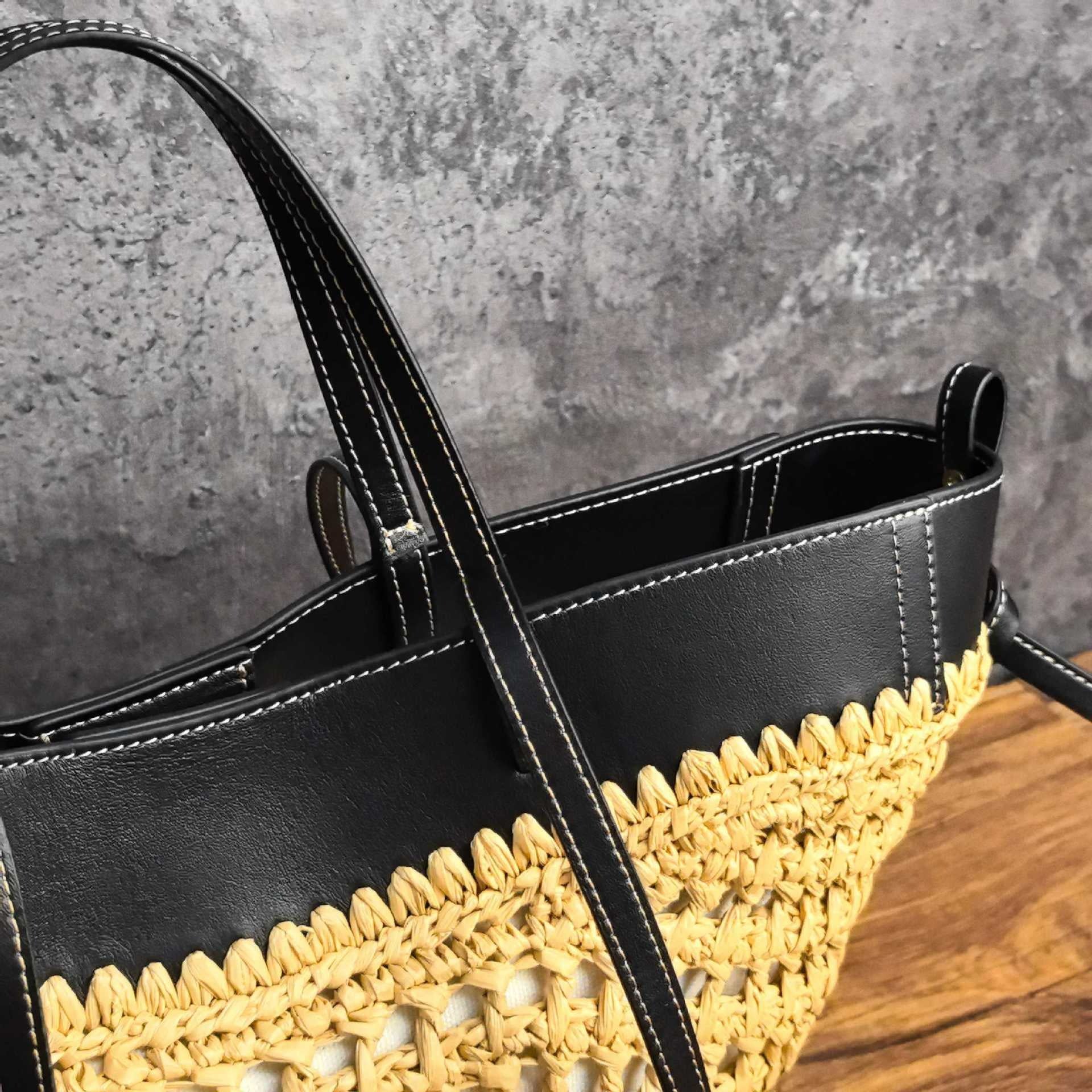 Luna Sculpted Woven Raffia x Leather Shoulder Bag