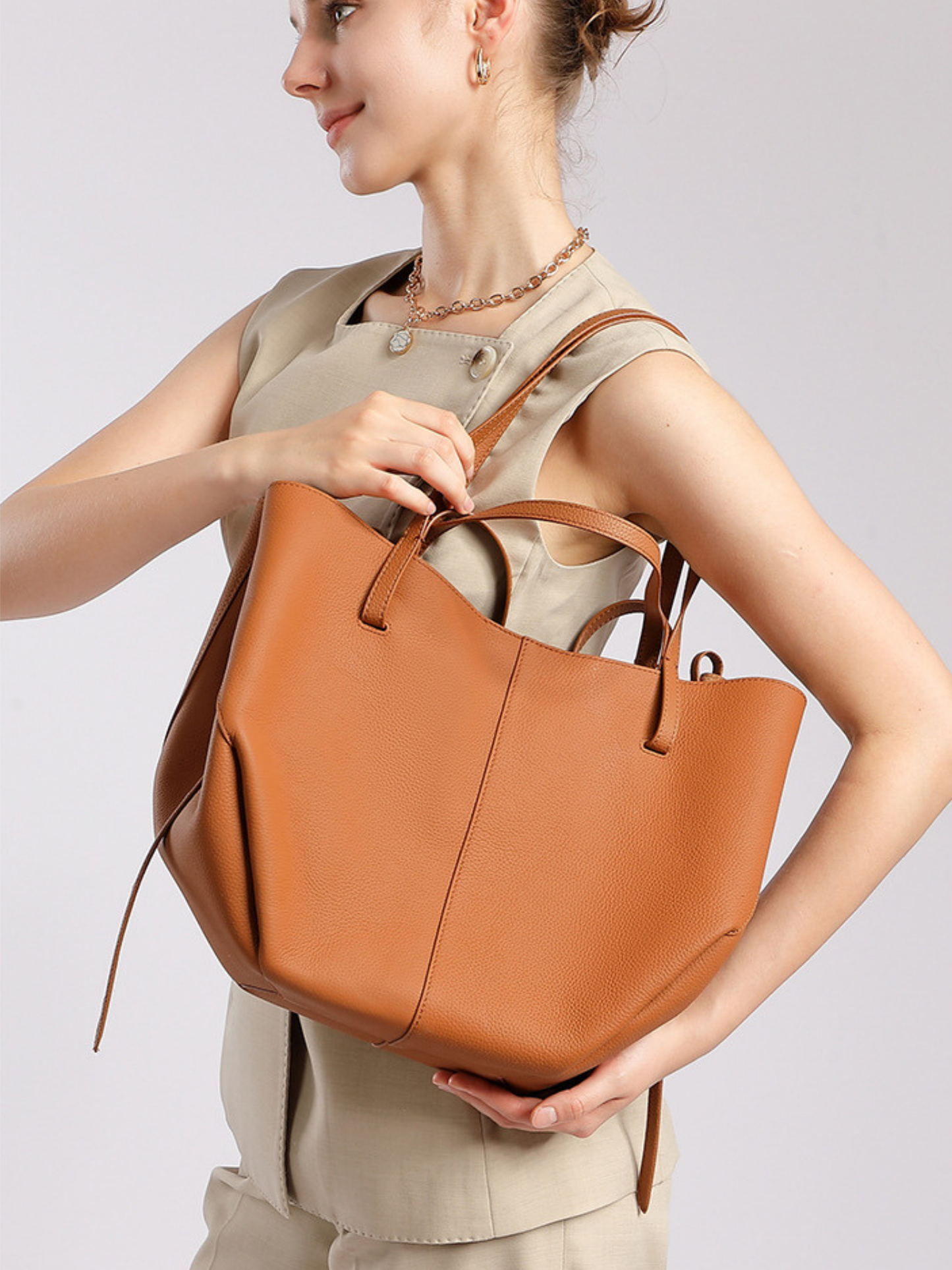 Luxurious Textured Leather Shoulder Bag