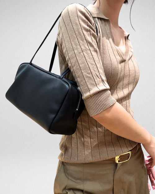 Astra Bowling Minimalist Leather Shoulder Bag