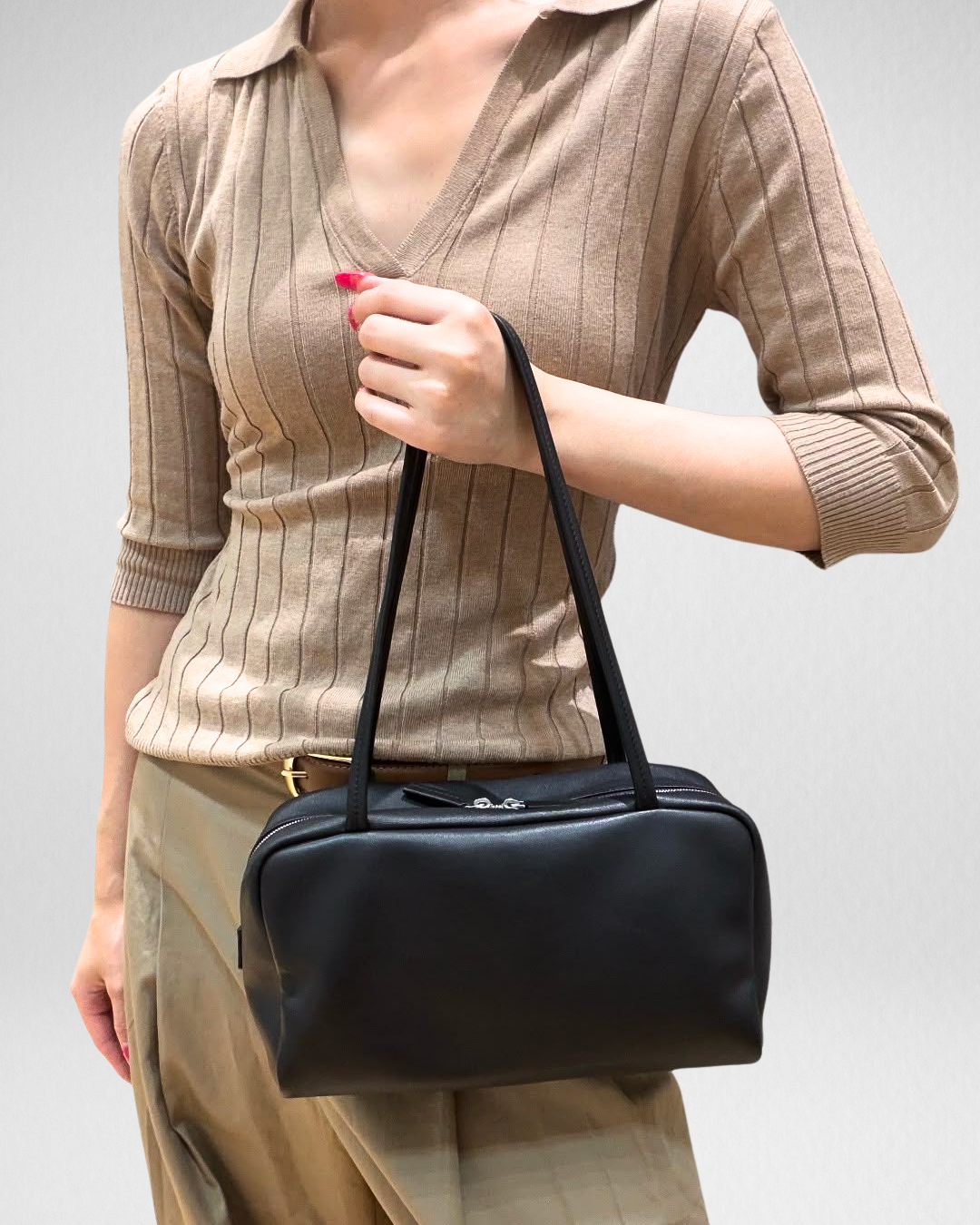 Astra Bowling Minimalist Leather Shoulder Bag