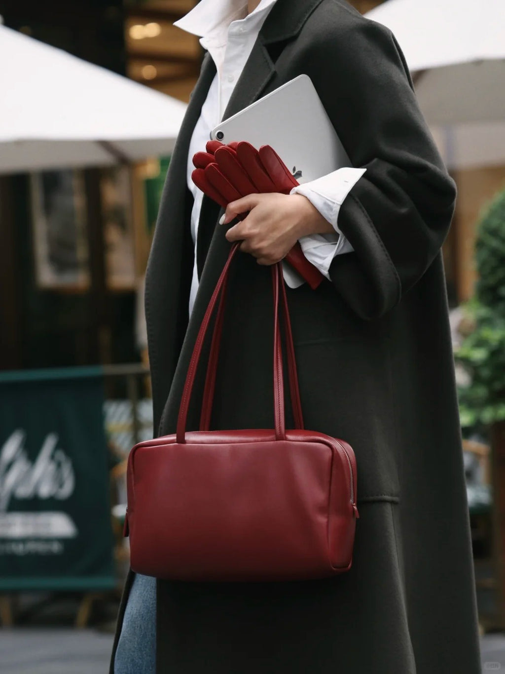 Astra Bowling Minimalist Leather Shoulder Bag