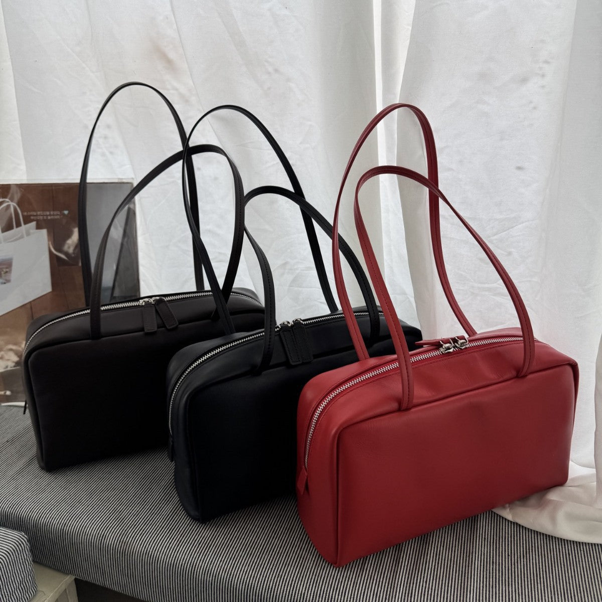 Astra Bowling Minimalist Leather Shoulder Bag