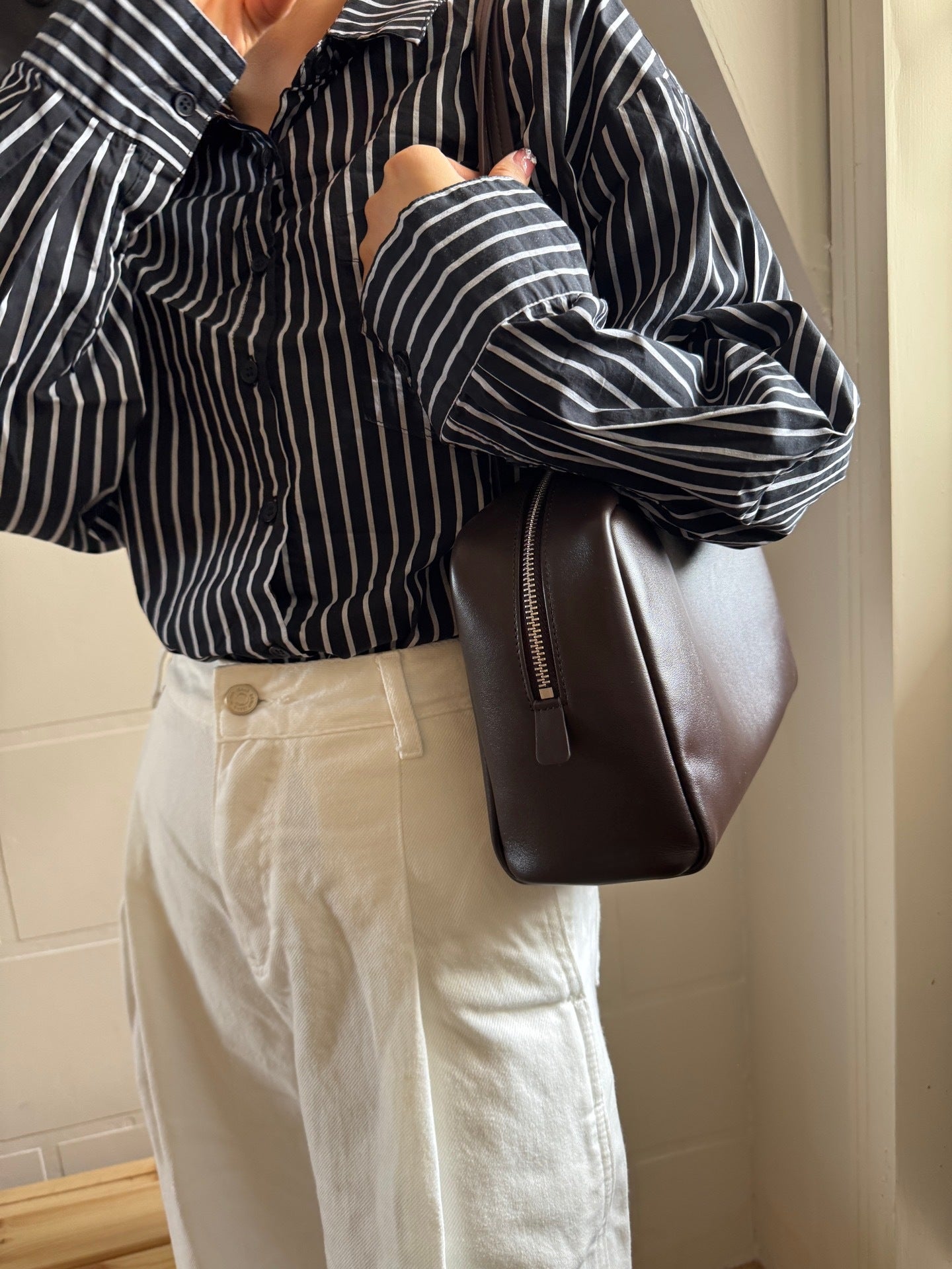 Astra Bowling Minimalist Leather Shoulder Bag