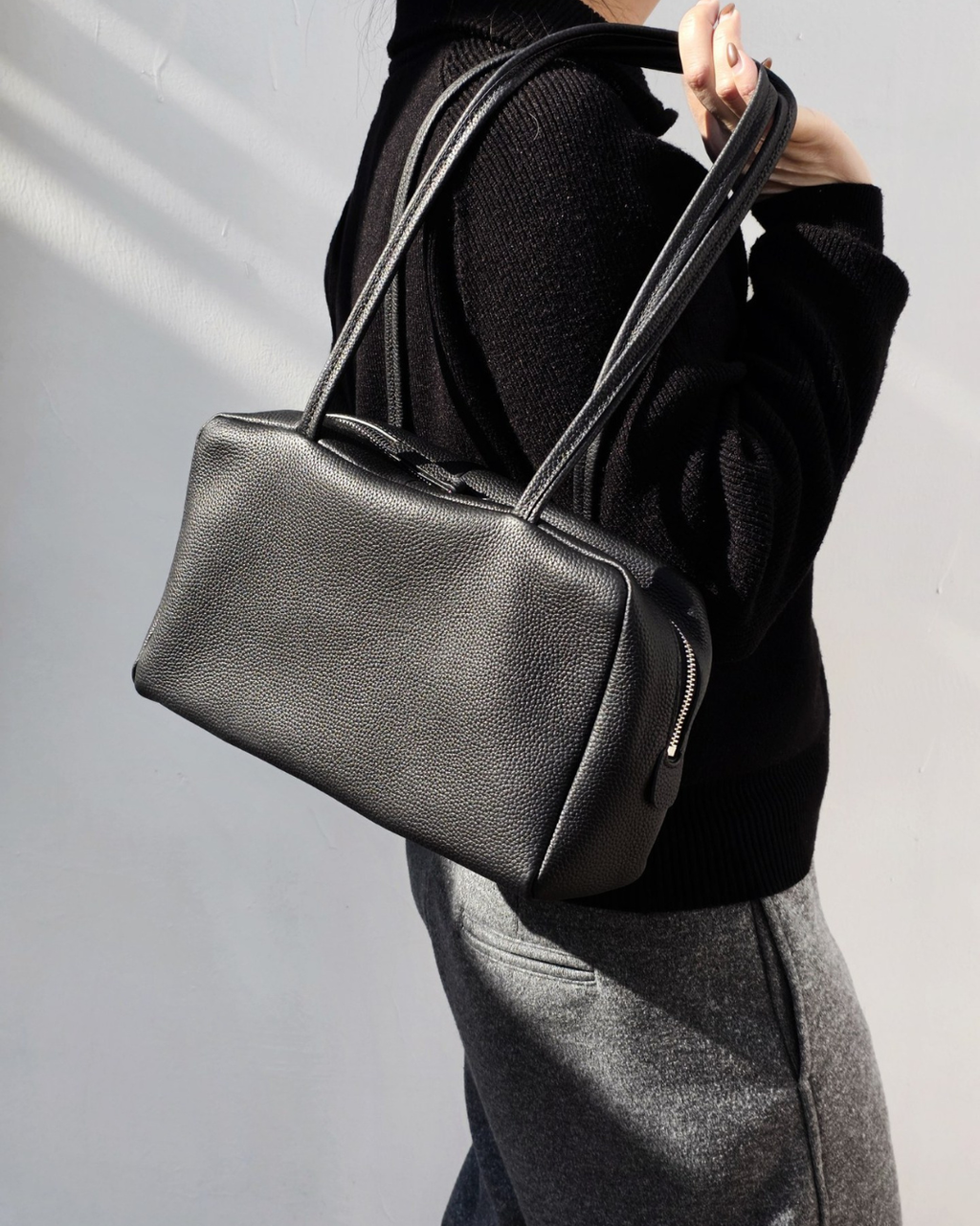 Astra Bowling Minimalist Leather Shoulder Bag