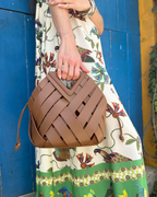 Woven Leather Basket Bag