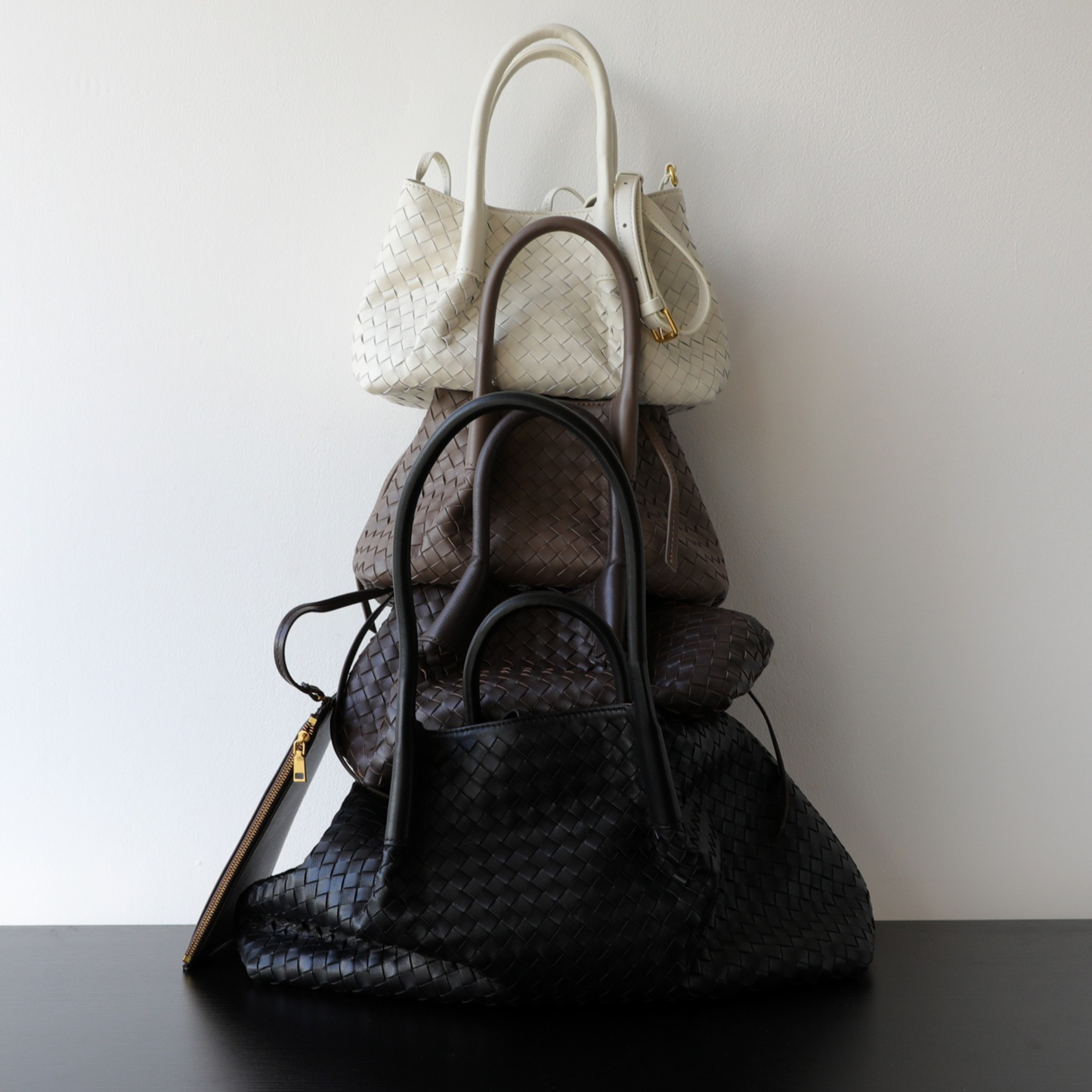 Woven Carryall Leather Shoulder Tote