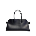 Wide-Base Structured Soft Leather Tote Bag