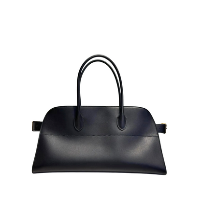 Wide-Base Structured Soft Leather Tote Bag