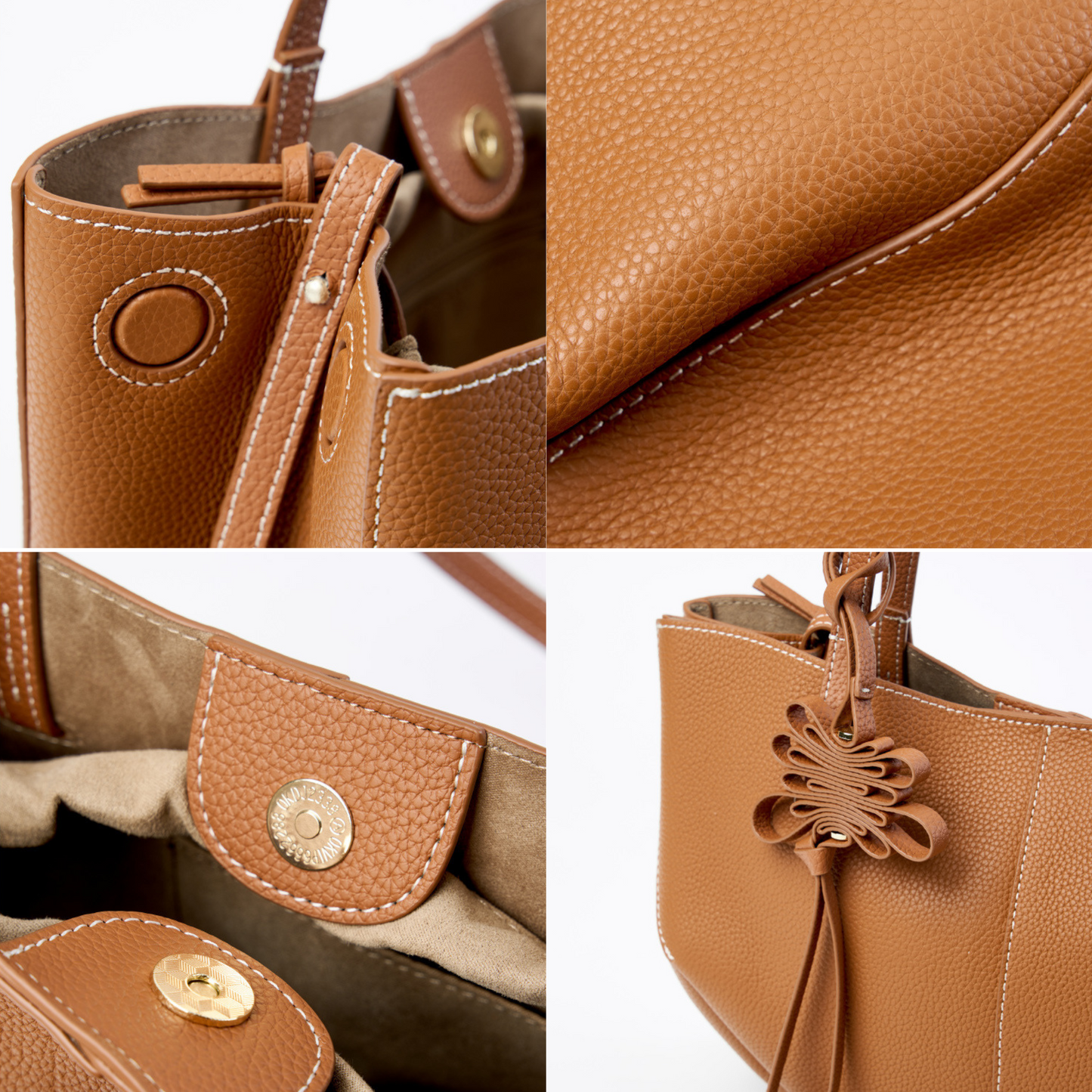 Textured Soft Leather Shoulder Bag