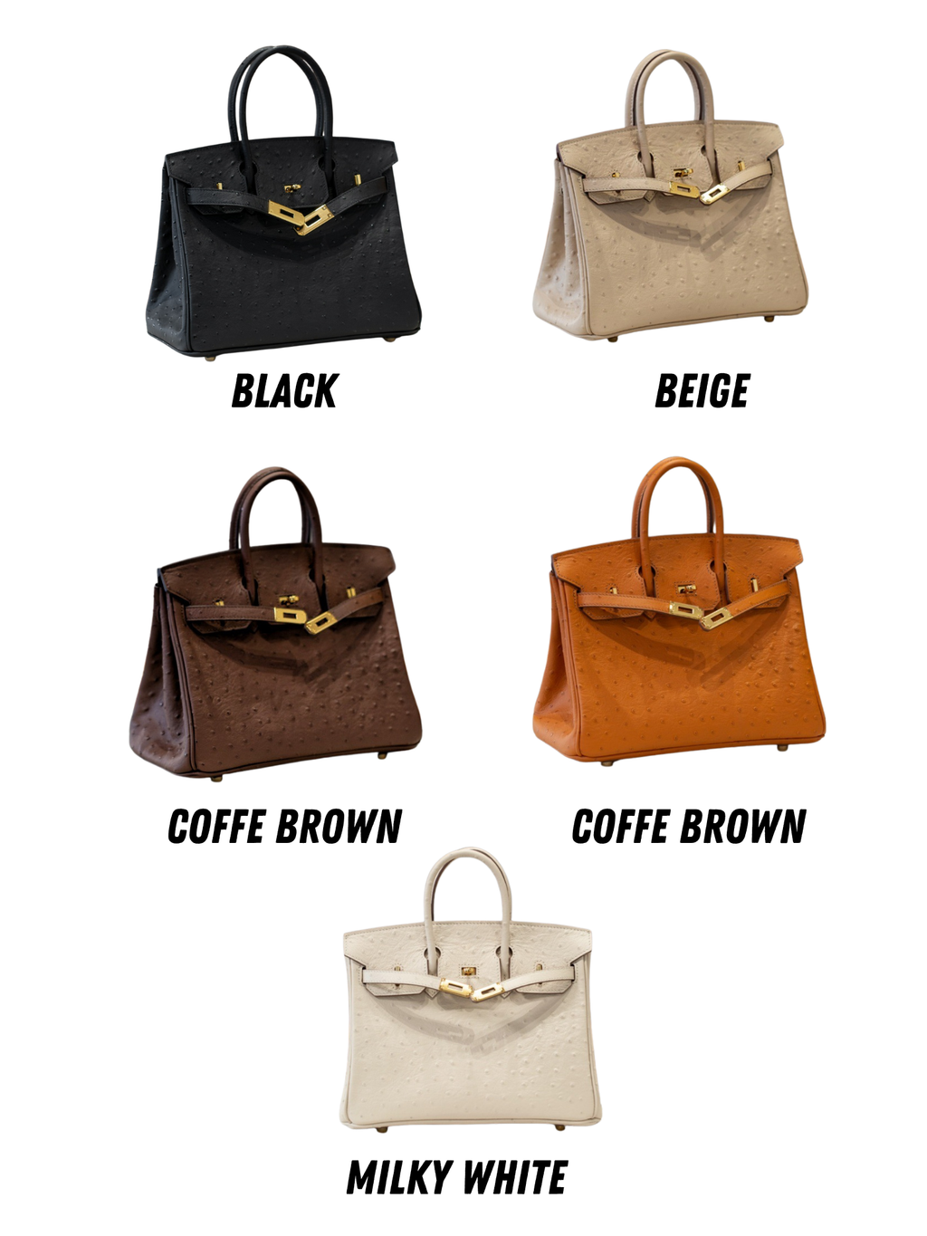 First-Layer Cowhide Ostrich-Pattern Structured Top Handle Luxury Leather Bag