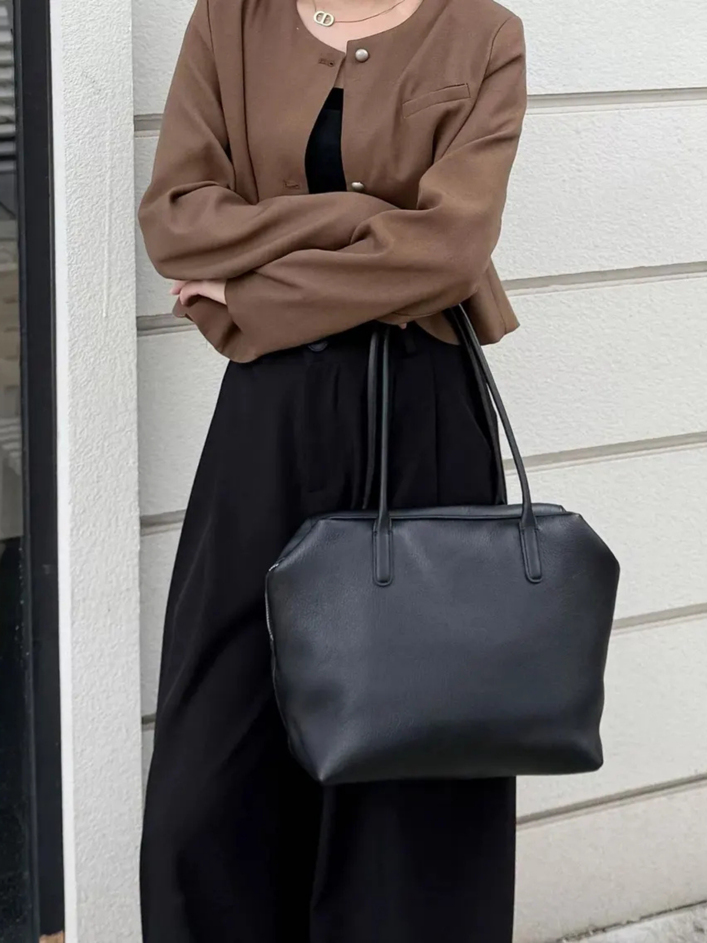 Minimalist Henri Inspired Soft‑Grain Leather Tote Bag