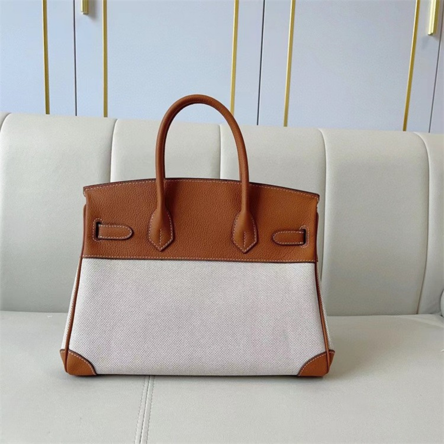 The Hermes Togo Birkin inspired Luxurious Leather & Canvas Bag