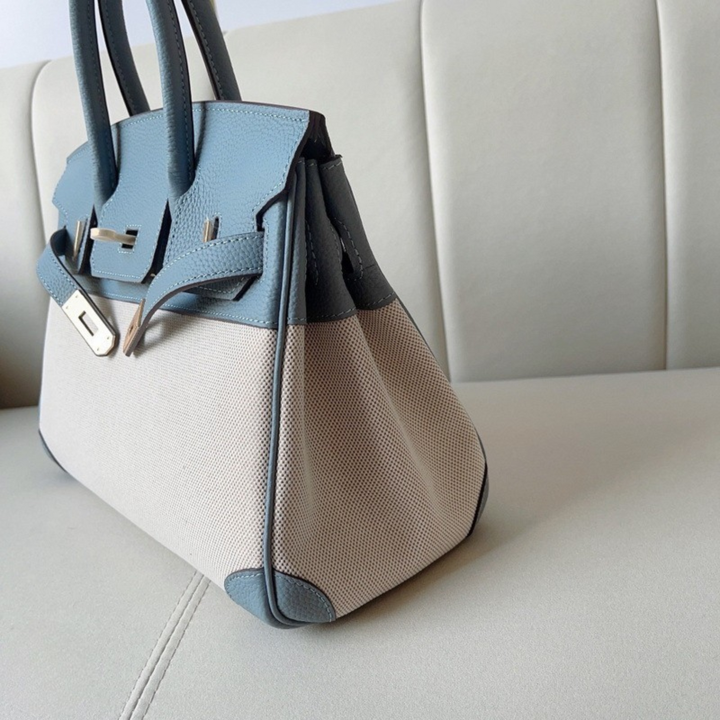 The Hermes Togo Birkin inspired Luxurious Leather & Canvas Bag