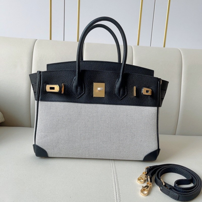 The Hermes Togo Birkin inspired Luxurious Leather & Canvas Bag