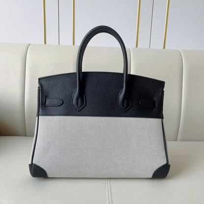 The Hermes Togo Birkin inspired Luxurious Leather & Canvas Bag