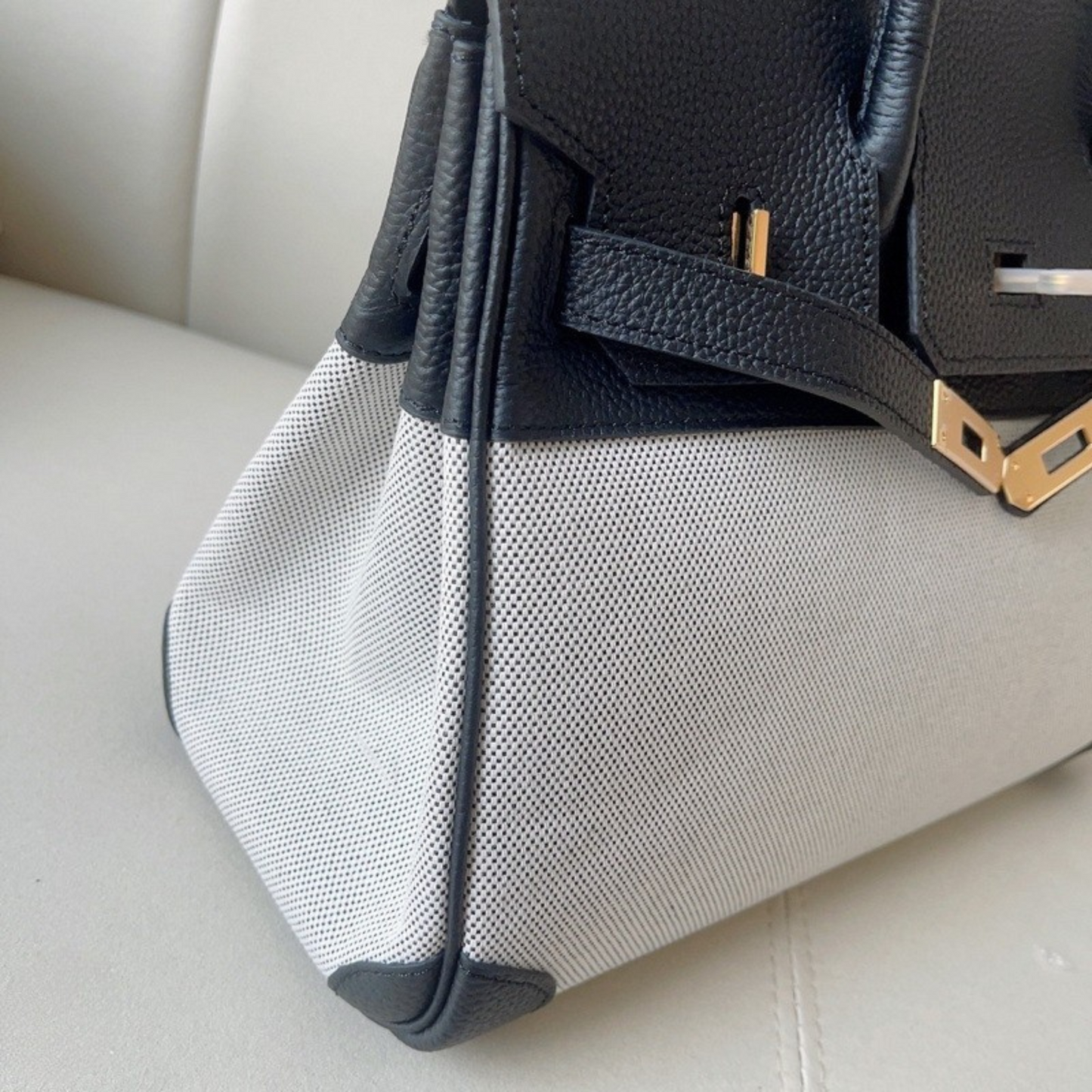 The Hermes Togo Birkin inspired Luxurious Leather & Canvas Bag