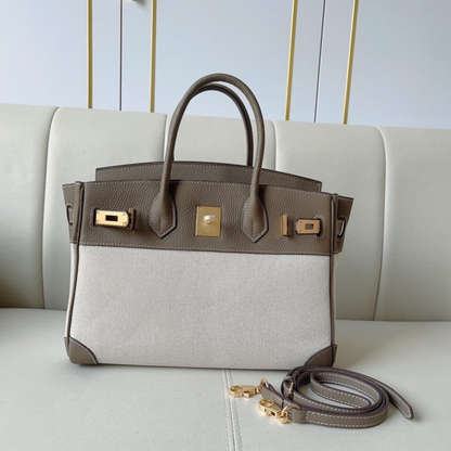 The Hermes Togo Birkin inspired Luxurious Leather & Canvas Bag
