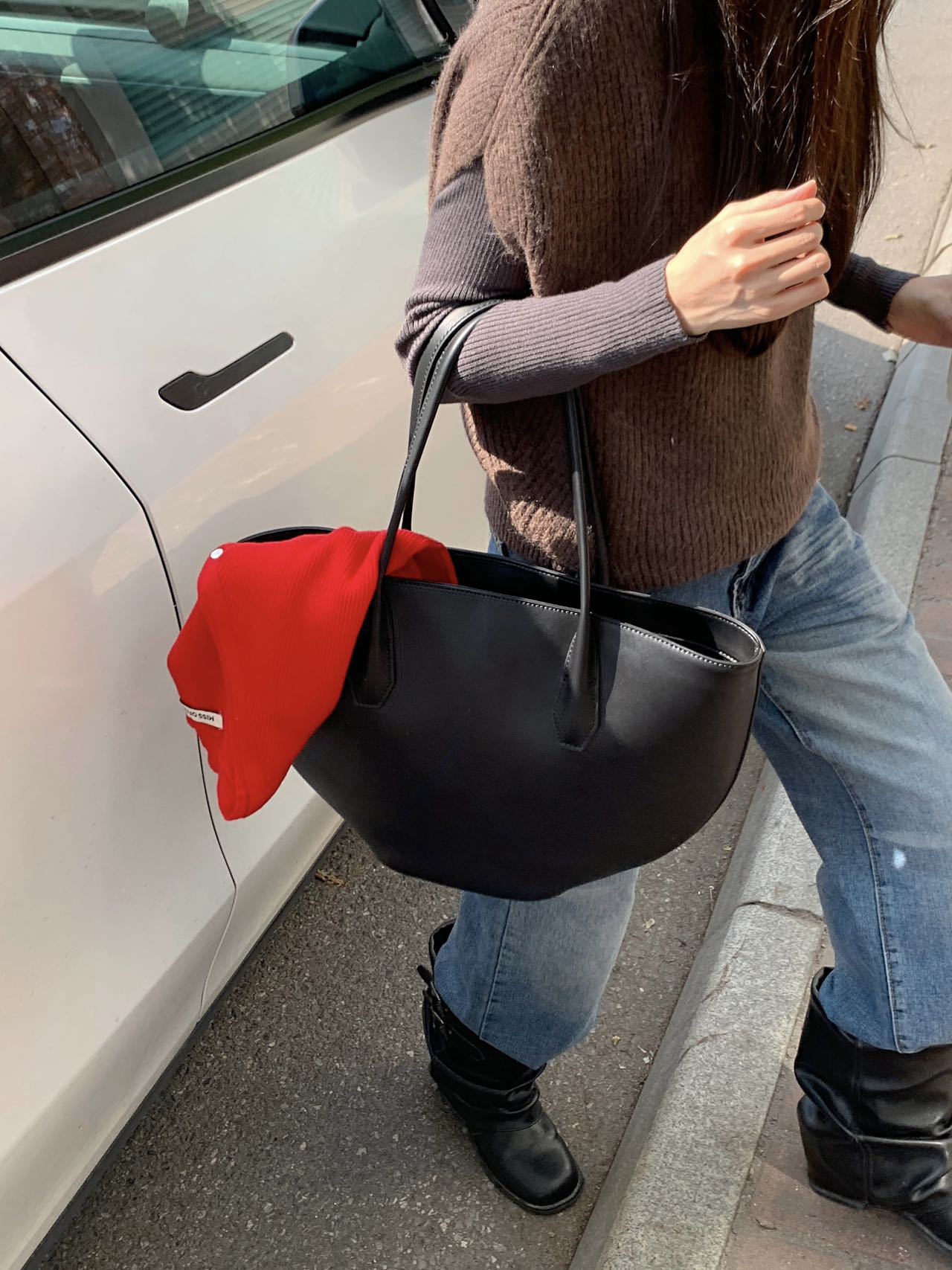 Alger Inspired Structured Leather Tote Bag