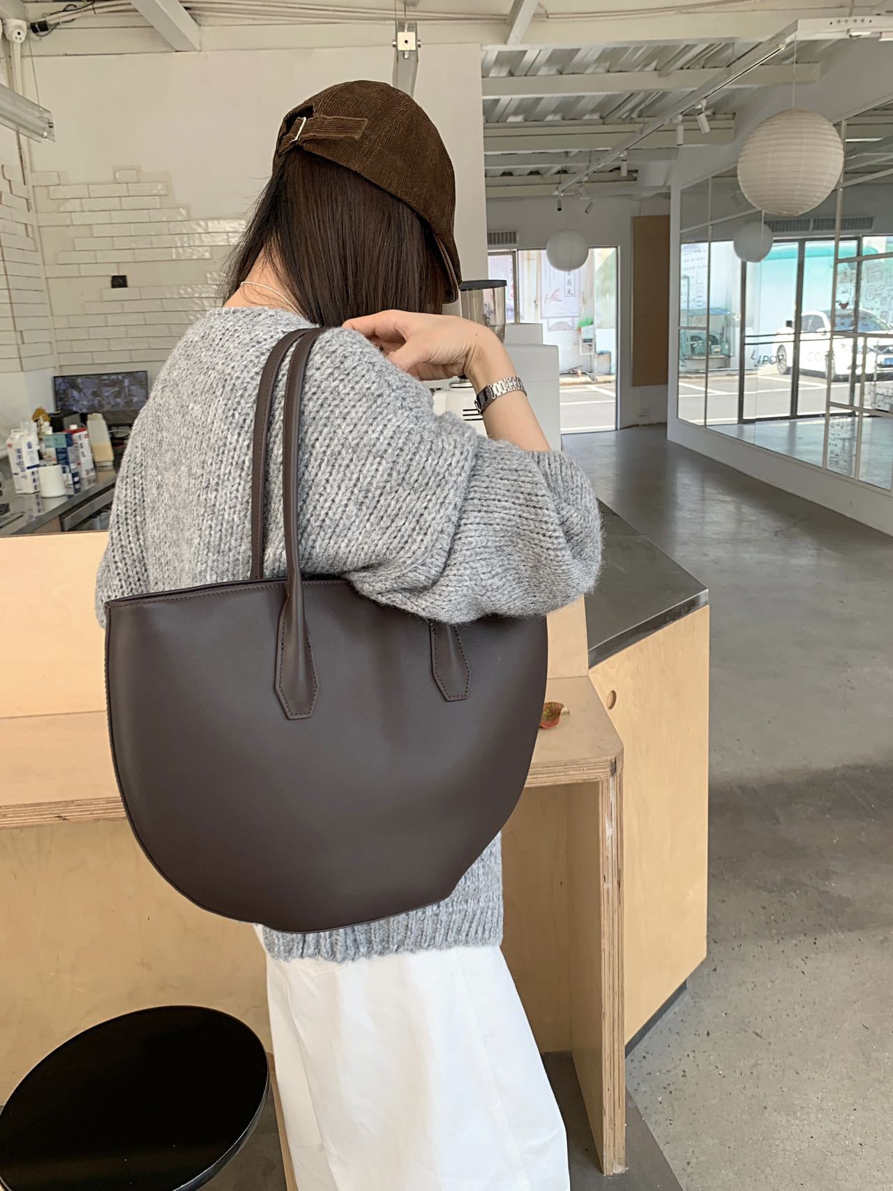 Alger Inspired Structured Leather Tote Bag