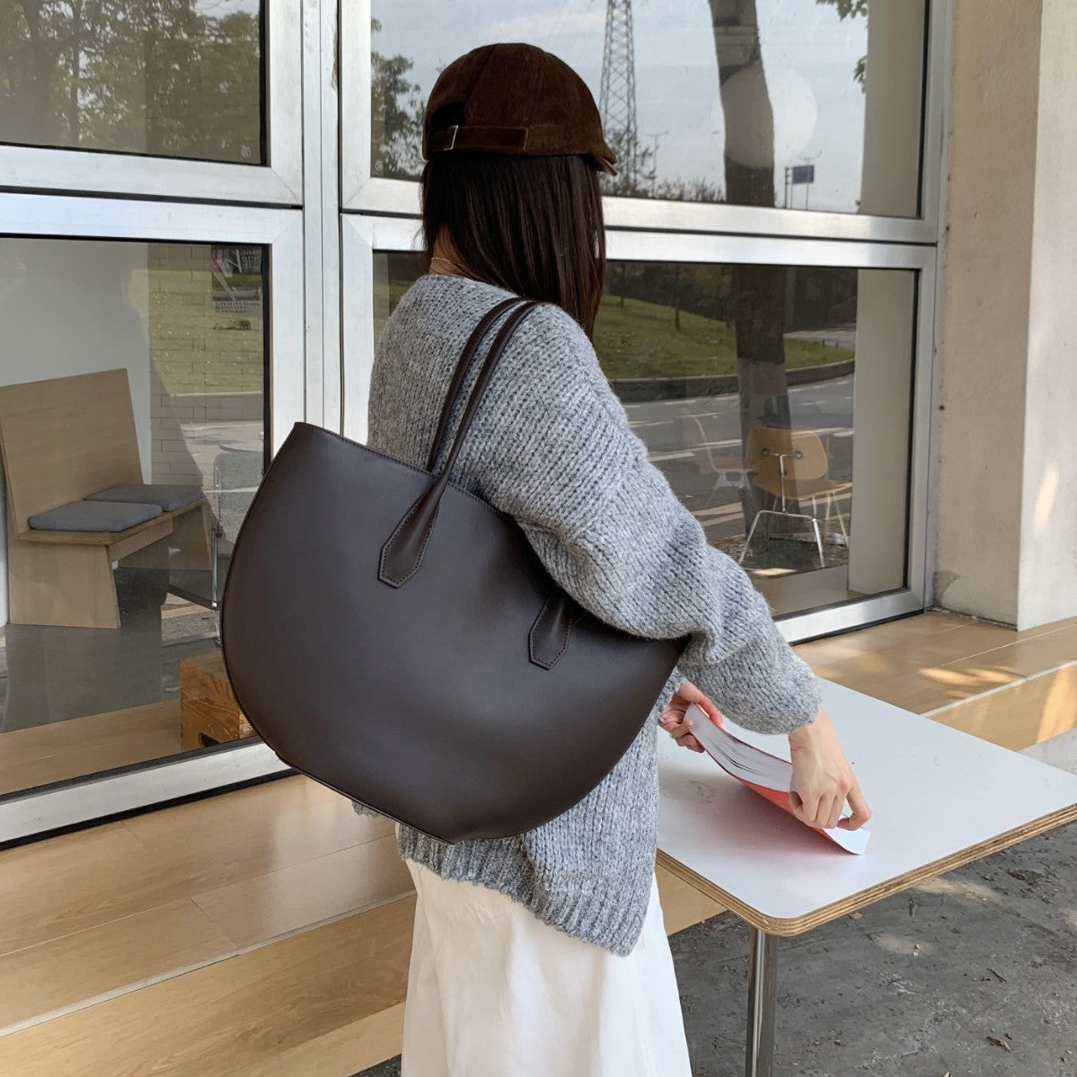 Alger Inspired Structured Leather Tote Bag