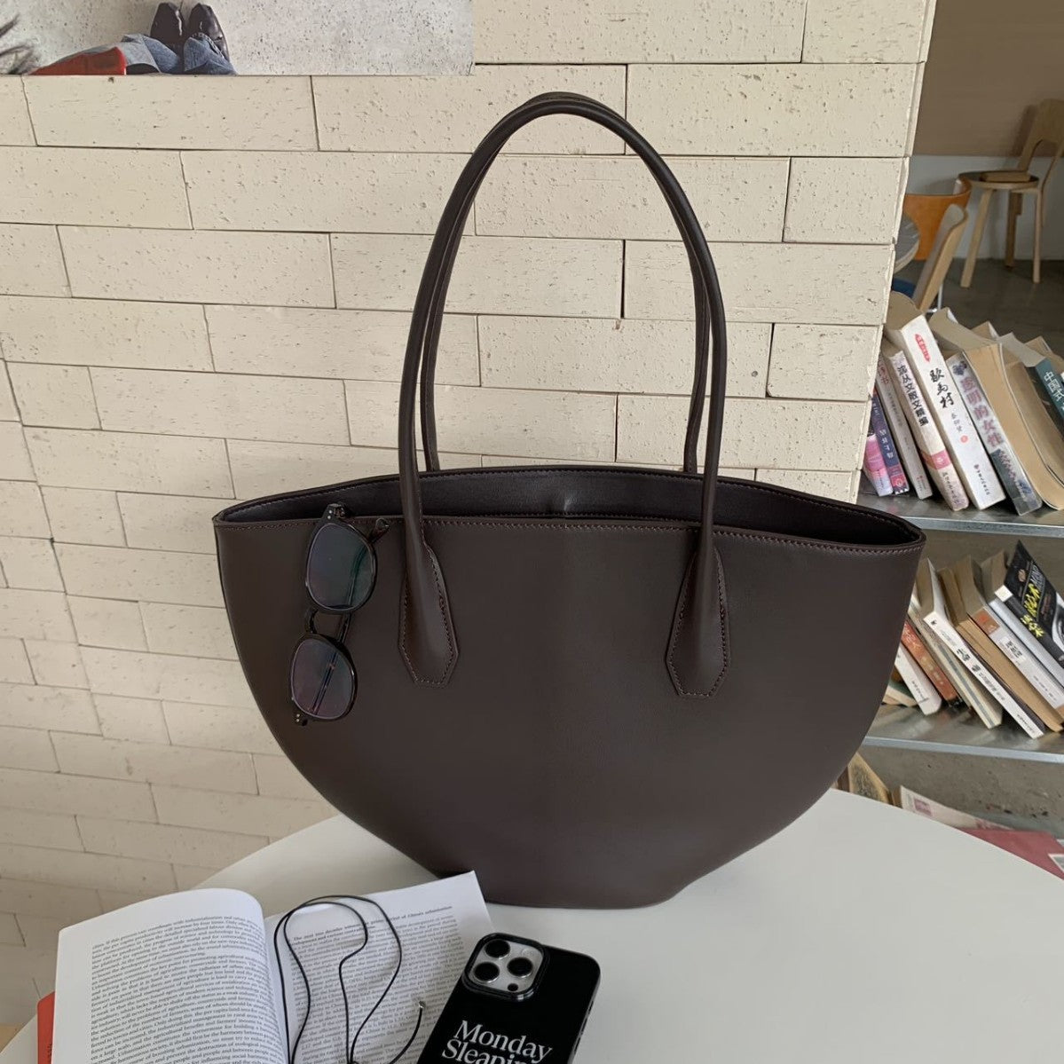 Alger Inspired Structured Leather Tote Bag