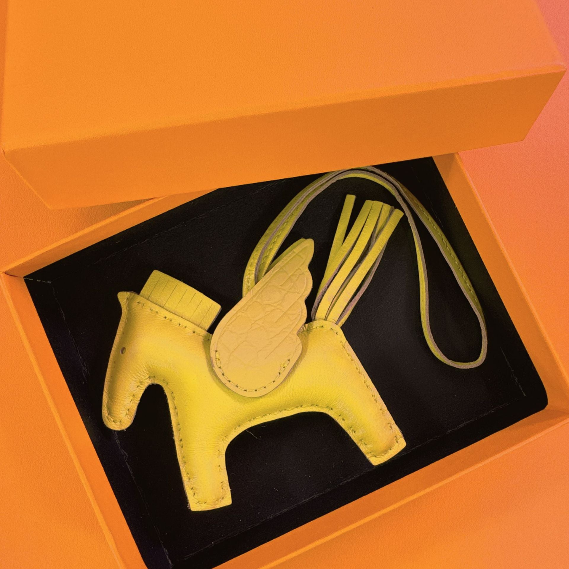 Trendiesty Winged Leather Horse Charm