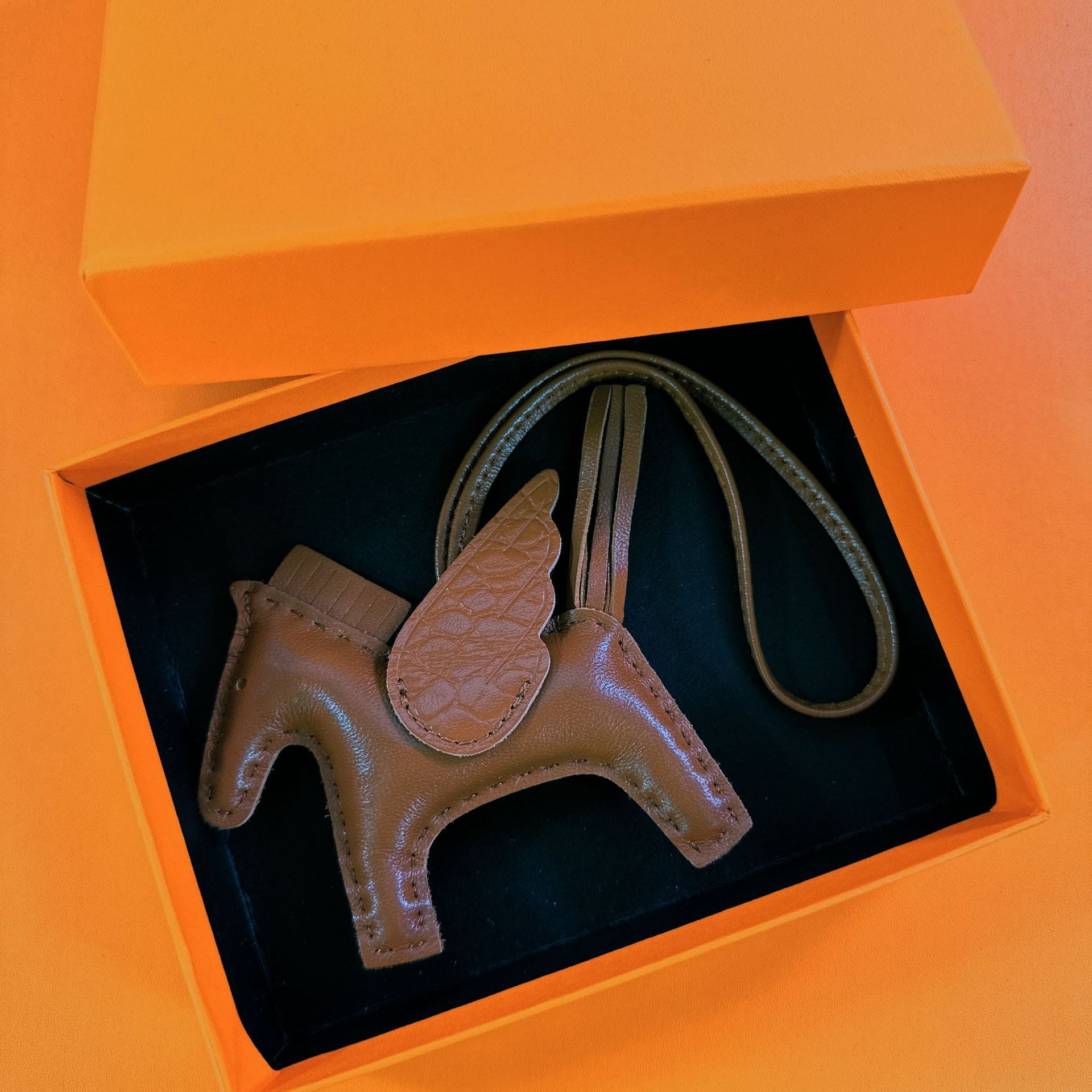 Trendiesty Winged Leather Horse Charm