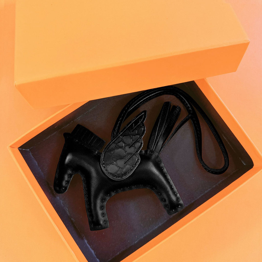 Trendiesty Winged Leather Horse Charm