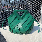Woven-Style Leather Basket Bag