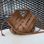 Woven-Style Leather Basket Bag