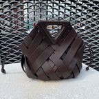 Woven-Style Leather Basket Bag