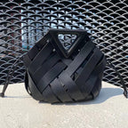 Woven-Style Leather Basket Bag