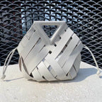 Woven-Style Leather Basket Bag