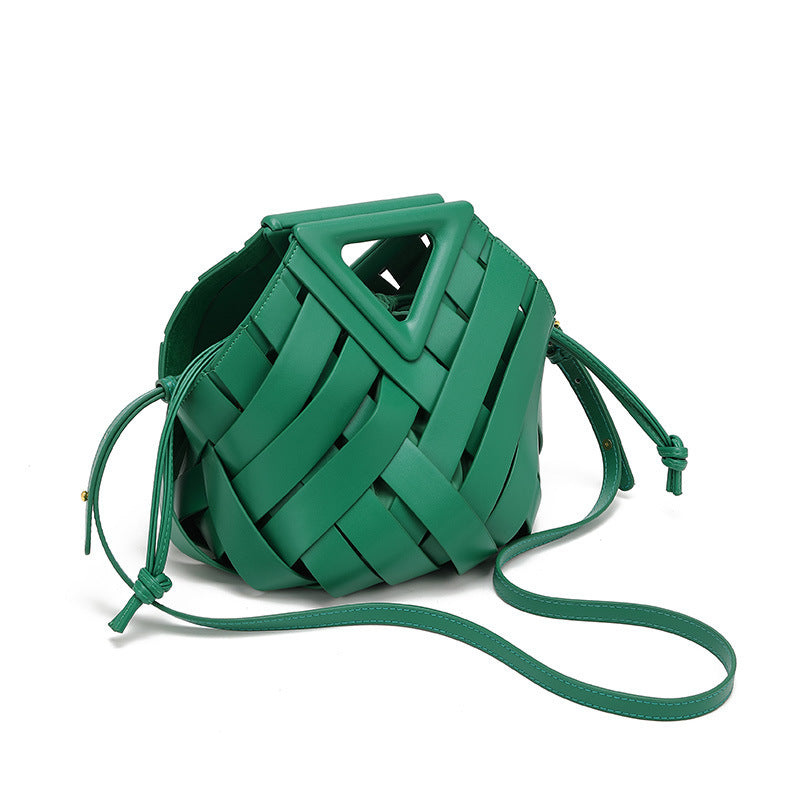 Woven-Style Leather Basket Bag