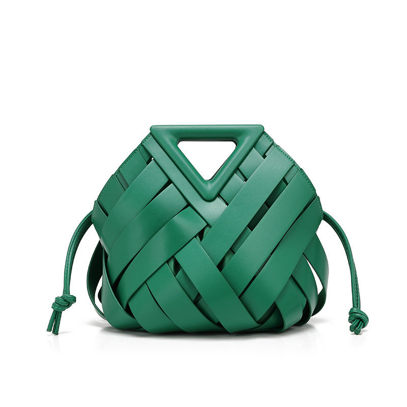 Woven-Style Leather Basket Bag