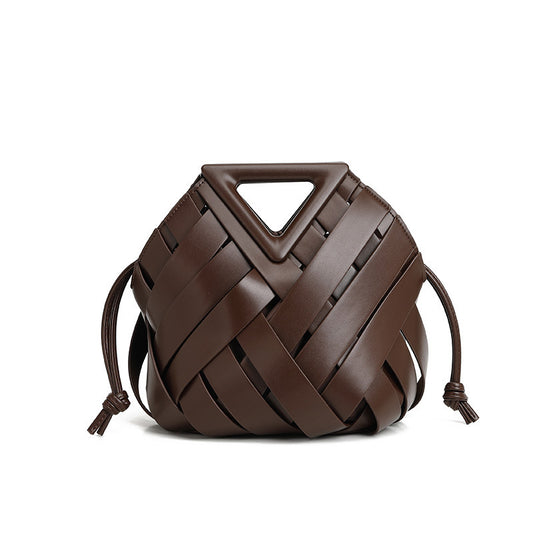 Woven-Style Leather Basket Bag