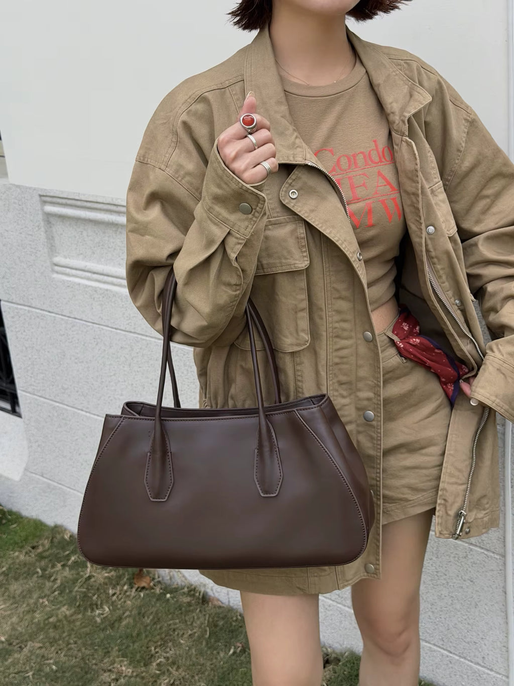 Alger Geometric Inspired Leather Shoulder Bag
